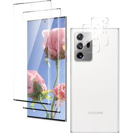 Pack 2 Verres Trempés Pour Samsung Galaxy Note 20 Ultra - Protection Écran 9h Anti-Rayures Anti-Empreintes Hd + 2 Protections Caméra