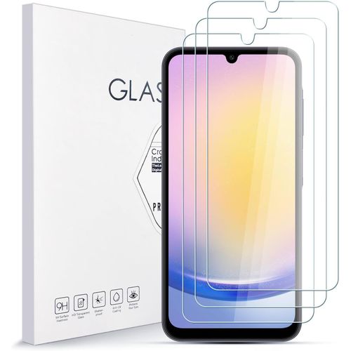 Verre Trempé Samsung Galaxy A25 5g Lot De 3 - Protection Écran 9h Ultra Transparent Hd Anti-Empreintes Anti-Rayures Anti-Bulles, Pose Facile