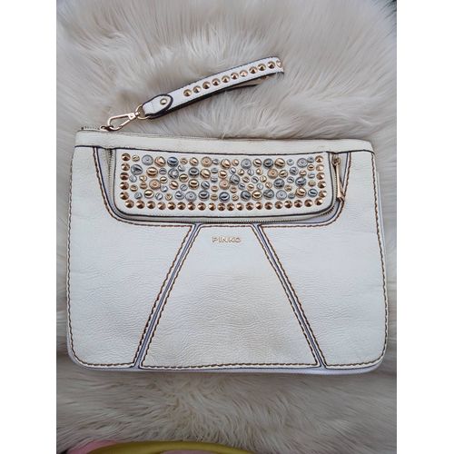 PINKO pochette blanche et or