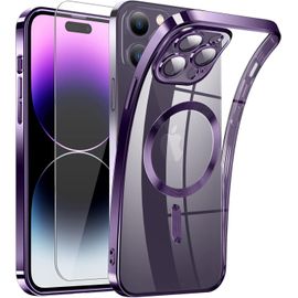 Coque Magsafe Pour Iphone 14 Pro ¿ Silicone Cristal Ultra-Mince 1,5 Mm, Anti-Jaunissement, Protection Complète De La Caméra, Anti-Rayures Et Anti-Chocs (Coins Airbag)