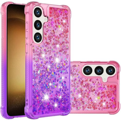 Coque Paillettes À Liquide (Sables Mouvants) Pour Samsung Galaxy S24 Fe - Housse Tpu Antichoc Et Anti-Rayures Avec Bumper Silicone, Bord Surélevé, Compatible Charge Sans Fil, Rose-Violet
