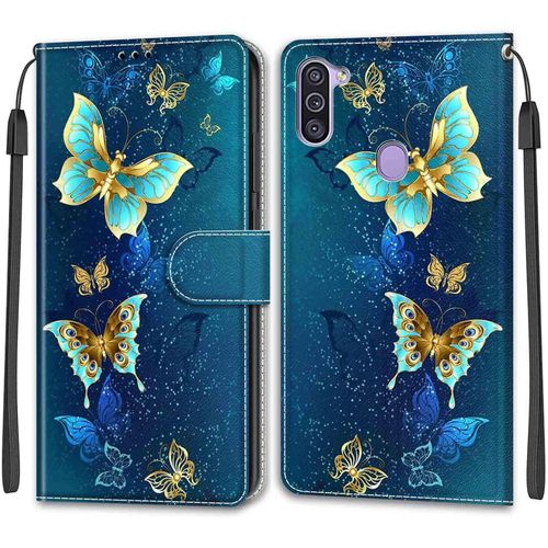 Coque Portefeuille Antichoc Compatible Samsung Galaxy M11 / A11 - Étui Flip En Similicuir Avec Fermeture Magnétique, 2 Emplacements Cartes Et Support Intégré