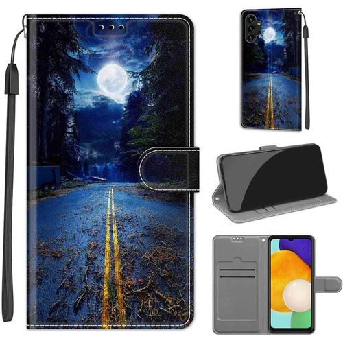TRAHOO-Coque pour Samsung Galaxy A13 4G / A13 5G, Fermeture Magnétique Pochette Protection Housse avec Fentes pour Cartes Étui Lune