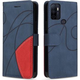 Coque portefeuille en simili cuir PU pour Oppo A53s / A32 / A53 (2020) / A33 (2020) - Antichoc, aimantée, 3 porte-cartes + poche billets, fonction support, Bleu