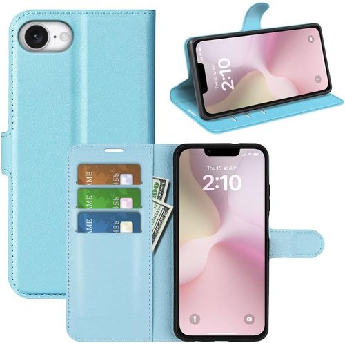 Coque Portefeuille En Cuir Pour Iphone 16 (6,1"") - Étui Antichoc Avec Bumper Tpu, Rabat Magnétique, Porte¿Cartes Et Béquille, Bleu