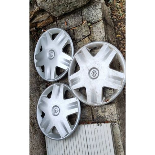 Lot De 3 Enjoliveurs Originaux Renault Pyxis 14 Pouces (14") Pour Collectionneur Pour Voiture Clio 2 Ii Mégane 1 Et Autres Silver Argent