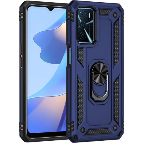 Coque Robuste Bleue Pour Oppo A16/A16s/A55-5g/A54 (2021) + Verre Trempé 3d ¿ Bumper Antichoc Avec Support Rotatif 360°