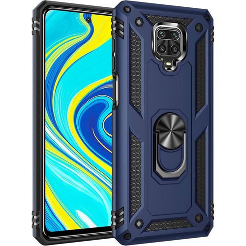 Coque Renforcée Compatible Xiaomi Redmi Note 9 Pro / Redmi Note 9s / Note 9 Pro Max ¿ Bumper Antichoc Style Militaire Bleu, Support Rotatif 360° Et Verre Trempé 3d Inclus
