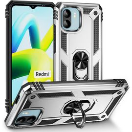 Coque Robuste Antichoc Bumper Avec Support Magnétique + Verre Trempé 3d Pour Xiaomi Redmi A1 / A2 (2022) - Argent