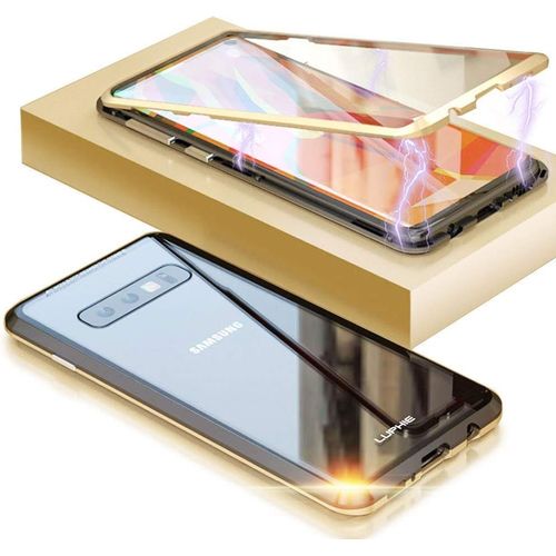 Coque Samsung Galaxy S10e Cadre Métal Magnétique 360° Antichoc Housse Flip À Aimants Puissants + Protecteur D'écran