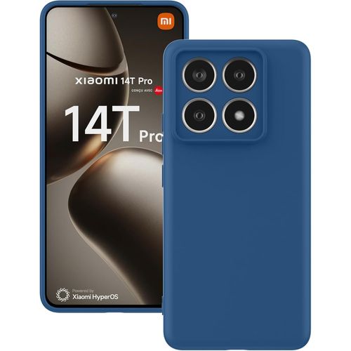 Coque Silicone Liquide Antichoc Pour Xiaomi 14t Pro 2024 ¿ Doublure Microfibre Anti-Rayures, Protection Écran & Photo, Slim, Compatible Charge Sans Fil (Bleu)