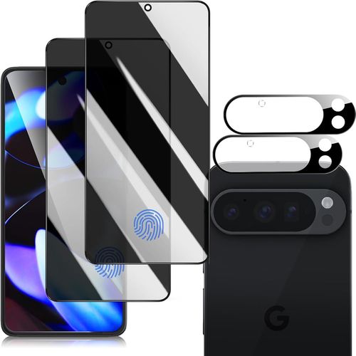 Verre Trempé Anti-Espion Pour Google Pixel 9 Pro Xl ¿ Pack 2x Film Vie Privée + 2x Protège-Lentille, 9h, Compatible Empreinte Digitale Et Coques