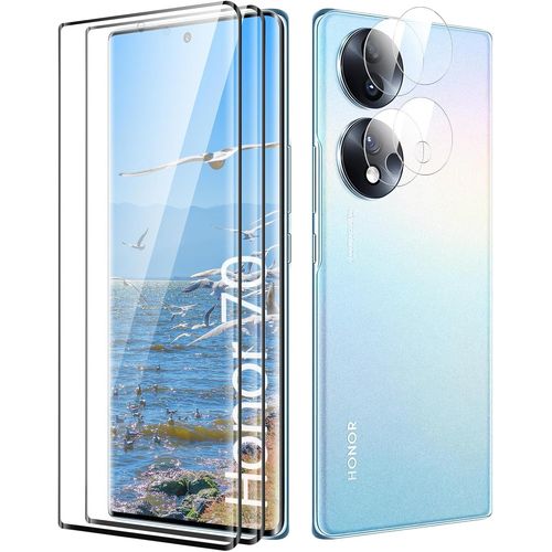 Verre Tremp¿¿ pour Honor 70, Film Protection ¿¿cran, [sans Bulles d'air] [Ultra R¿¿sistant] [Anti-Rayures] 2 Pi¿¿ces Protection ¿¿cran + 2 Pi¿¿ces Cam¿¿ra Protection ¿¿cran