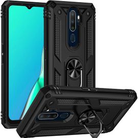 Coque Antichoc Militaire Robuste En Tpu Avec Support + 2 Verres Trempés Pour Oppo A5 (2020)/A9/A11/A11x - Noir