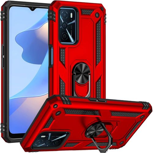 Coque Antichoc Militaire Rouge Pour Oppo A16/A16s/A54/A55¿5g (A16 2021) ¿ Bumper Tpu Renforcé Avec Support Horizontale + 2 Verres Trempés Hd Inclus