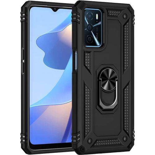 Coque Bumper Antichoc Noir + Verre Trempé 3d Pour Oppo A16/A16s/A55 5g/A54 (2021) ¿ Housse Robuste Style Militaire Avec Support Rotatif Et Aimant