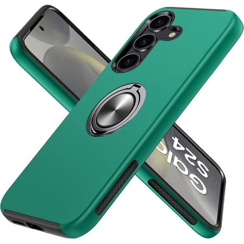 Coque Antichoc Samsung Galaxy S24 5g - Béquille Anneau 360° & Plaque Magnétique, Double Couche Tpu+Pc, Protection Norme Militaire, Nid D'abeille Dissipant La Chaleur - Vert
