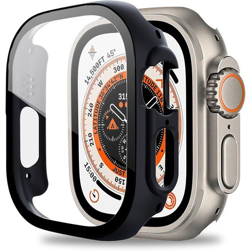 Coque Compatible Apple Watch Ultra 49 Mm / Ultra 2 - Bumper Polycarbonate Rigide + Verre Trempé, Fine Et Anti-Chocs, Transparente, Découpes Précises, Charge Sans Retirer