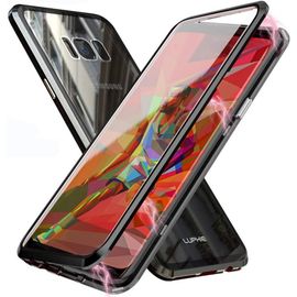 Coque Aimantée Pour Samsung Galaxy S8 Plus - Cadre Métallique & Dos Verre Trempé Transparent, Protection 360° Anti-Choc Ultra Slim, Installation Facile Et Compatible Charge Sans Fil