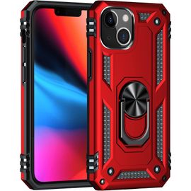 Coque Compatible Iphone 13 Mini (2021) - Rouge + Verre Trempé 3d, Bumper Militaire Antichoc, Support Rotatif 360° Et Aimant Pour Fixation Voiture