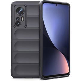 Coque En Silicone Liquide Pour Xiaomi 12 / 12x ¿ Protection 360° Antichoc, Doublure Microfibre Douce, Revêtement Anti-Germes, Finition Mate Gris Foncé, Compatible Charge Sans Fil Et Nfc