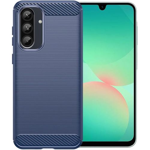 Coque Effet Fibre De Carbone Souple Pour Samsung Galaxy A26 - Étui Tpu Antichoc, Bords Surélevés Et Antidérapant, Protection Caméra (Bleu)