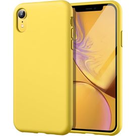 Coque Silicone Pour Iphone Xr 6,1"" - Protection Intégrale Anti-Chocs Jaune, Toucher Soyeux, Doublure Microfibre, Bords Surélevés, Compatible Recharge Sans Fil