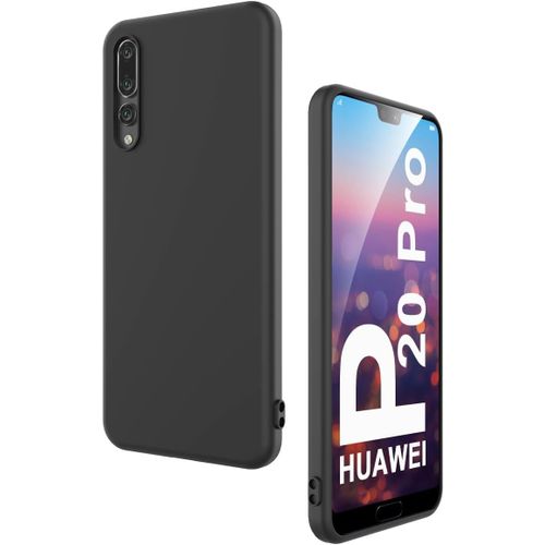 Coque Silicone Tpu Noire Pour Huawei P20 Pro 6,1 Pouces - Housse Souple Antichoc Ultra¿Fine Avec Renforts Aux Coins Et Bords Surélevés