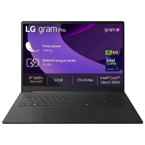 LG gram Pro 17Z90TR-E.AD8BF - 17" Core Ultra 7 155H 32 Go RAM 2 To SSD Noir AZERTY