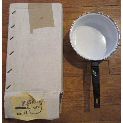 Casserole Acier Émaillé 14 Cm Vintage Neuve Jamais Utilisée Boîte D'Origine Compatible Tout Feux Dont Induction