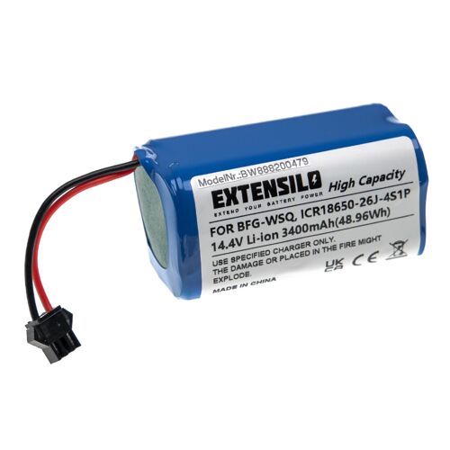 vhbw Batterie compatible avec Ecovacs Deebot CEN546, D500, D501, D502, D600, D601, D605, 715 robot électroménager, bleu (3400mAh, 14,4V, Li-ion)