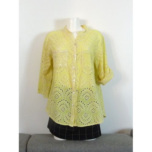 Chemise/ Blouse En Coton Jaune Manches Longues -Taille Unique- Carla Giannini