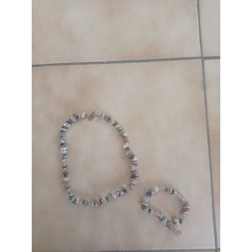 Parure (Collier + Bracelet) En Pierres Naturelles