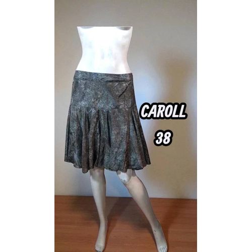 Caroll Taille 38 Superbe Jupe Doublée En Soie Ton Kaki Gris