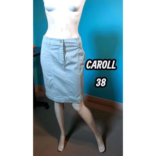 Caroll Taille 38 Superbe Jupe En Jeans Vert Gris Femme