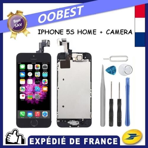 Ecran Iphone 5s Lcd Noir + Home Camera + Vitre Tactile Chassis (Envoie Sous 24h De Fr)