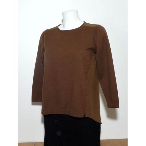 Top/ Pull Léger En Coton Et Soie Marron À Manches Longues- Taille 1- Monoprix