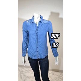 Ddp Taille 36 Chemise Manches Longues Femme Bleue En Jeans Jean Denim