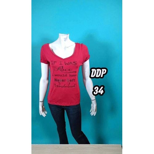 Valeur 29 € Ddp Taille 34 Neuf Superbe Tee Shirt Manches Courtes Rouge