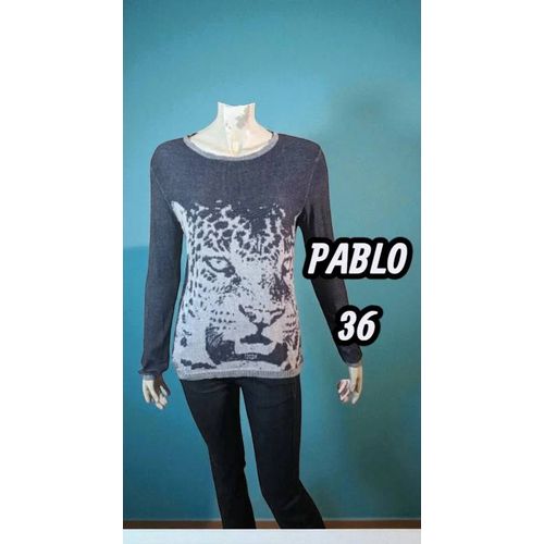 Pablo Gerard Darel Taille 36 Superbe Pull Gris Femme Coton Soie Pullover