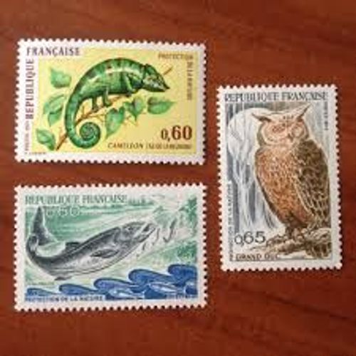 Protection De La Nature : Caméléon, Saumon, Grand-Duc Série Complète Année 1971 N° 1692 1693 1694 Yvert Et Tellier Luxe