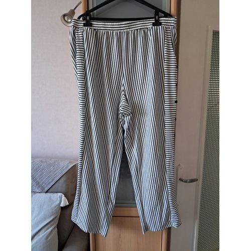 Pantalon Taille 50-52 Blanc Rayé Noir