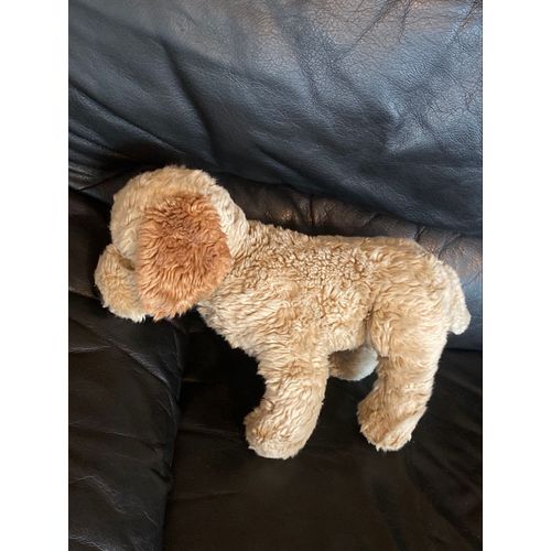 Peluche chien beige et marron golden retreiver nez noir vintage 39cm
