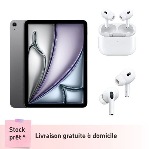 Apple iPad Air M3 13 pouces (2025) Wi-Fi 128 Go Gris Sidéral + Apple AirPods Pro