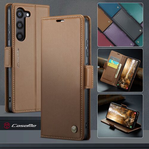 Coque Pour Samsung Galaxy S24 Plus/S24+,Étui Housse Samsung Galaxy S24 Plus/S24+,wireless charging,AntichocSupport Pliable,Clamshell,Brosse Anti-Vol,Étui De Téléphone À Cassette - Brun