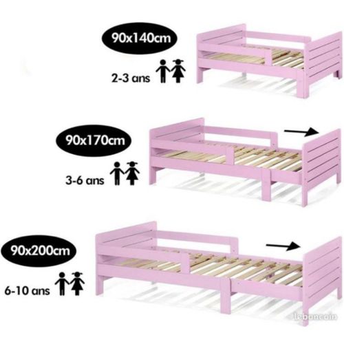 Lit Et Matelas Évolutifs Rose Fille