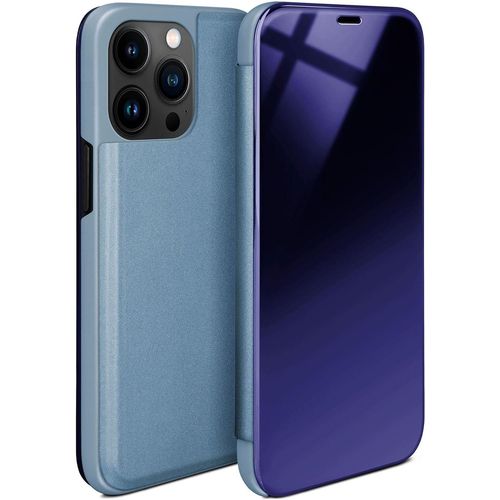 Étui À Rabat 360° Pour Iphone 13 Pro Max - Coque Clear View Miroir Brillante, Protection Anti-Choc Et Anti-Rayures, Turquoise