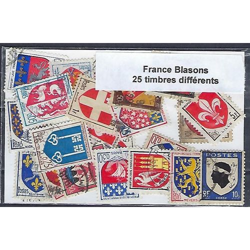 France Blasons 25 Timbres Différents Oblitérés