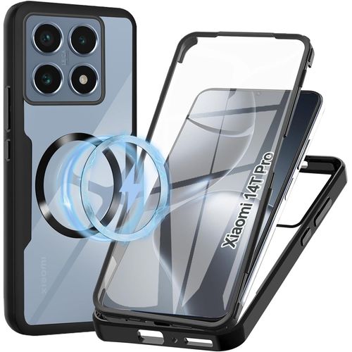 Coque Xiaomi 14T Pro - Étui transparent 360° antichoc TPU+PC avec protecteur d'écran intégré et fixation magnétique (MagSafe compatible)