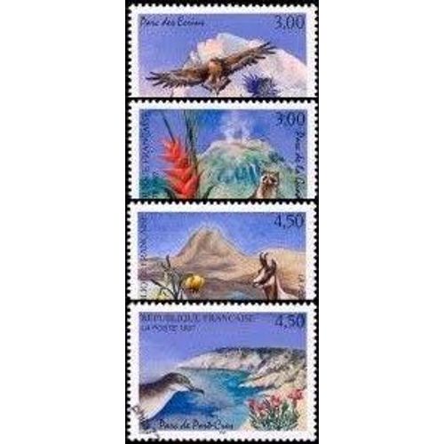 Série Nature De France (12) : Parcs Naturels Nationaux Série Complète Année 1997 N° 3054 3055 3056 3057 Yvert Et Tellier Luxe